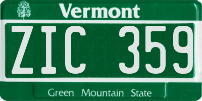 VT license plate ZIC359