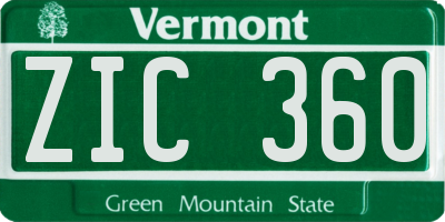 VT license plate ZIC360