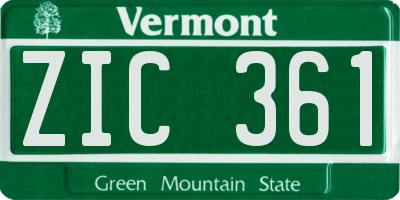 VT license plate ZIC361