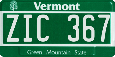 VT license plate ZIC367