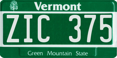 VT license plate ZIC375