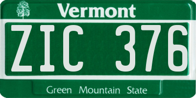 VT license plate ZIC376