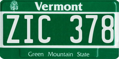 VT license plate ZIC378