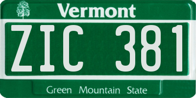 VT license plate ZIC381