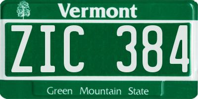 VT license plate ZIC384