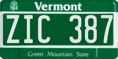 VT license plate ZIC387
