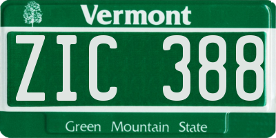 VT license plate ZIC388