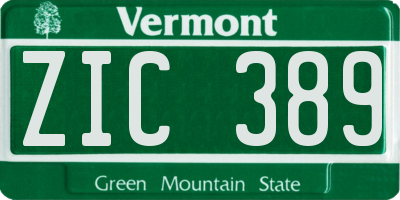 VT license plate ZIC389