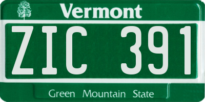VT license plate ZIC391