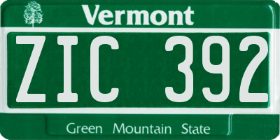 VT license plate ZIC392