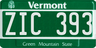 VT license plate ZIC393