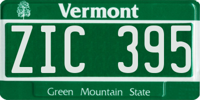 VT license plate ZIC395