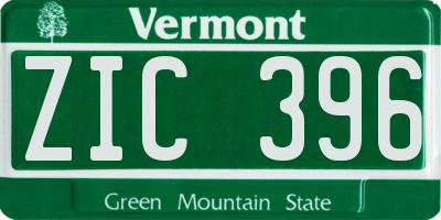 VT license plate ZIC396