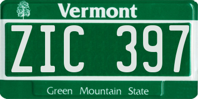 VT license plate ZIC397