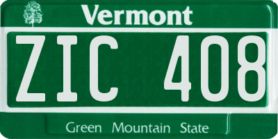 VT license plate ZIC408