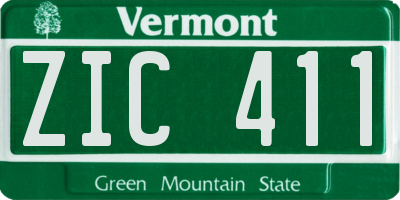 VT license plate ZIC411