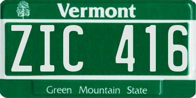 VT license plate ZIC416