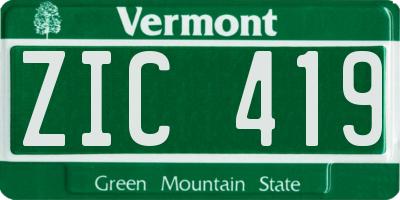 VT license plate ZIC419