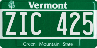 VT license plate ZIC425