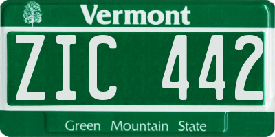 VT license plate ZIC442