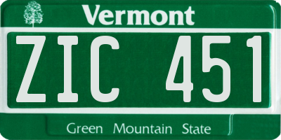 VT license plate ZIC451