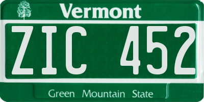 VT license plate ZIC452