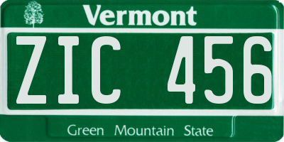 VT license plate ZIC456