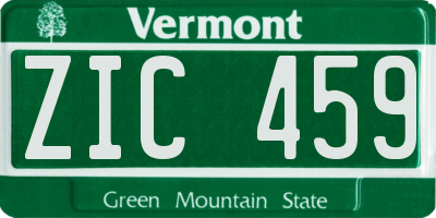 VT license plate ZIC459