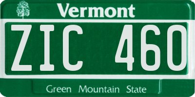 VT license plate ZIC460