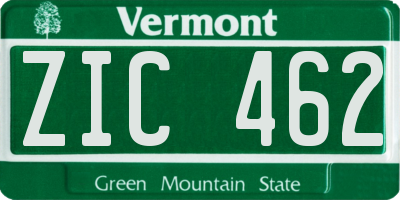 VT license plate ZIC462