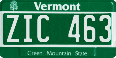 VT license plate ZIC463