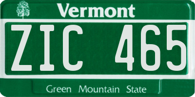 VT license plate ZIC465
