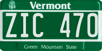 VT license plate ZIC470