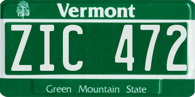 VT license plate ZIC472