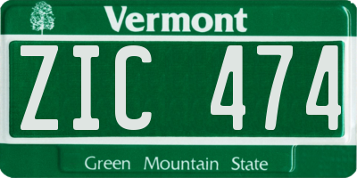 VT license plate ZIC474