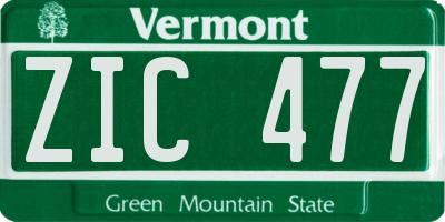 VT license plate ZIC477