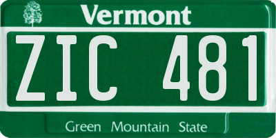 VT license plate ZIC481