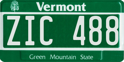 VT license plate ZIC488