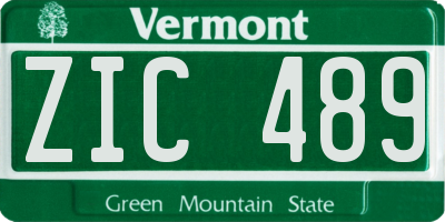 VT license plate ZIC489