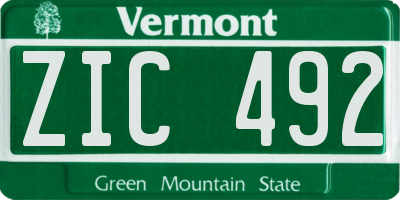 VT license plate ZIC492