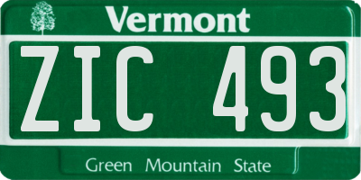 VT license plate ZIC493