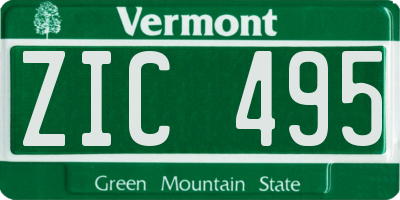 VT license plate ZIC495