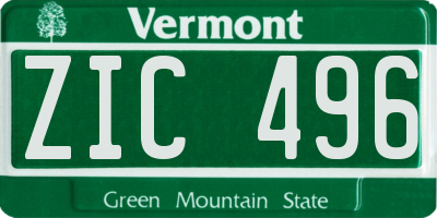 VT license plate ZIC496