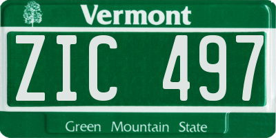VT license plate ZIC497