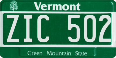 VT license plate ZIC502