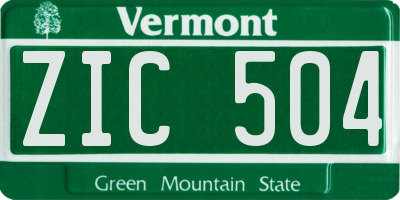 VT license plate ZIC504