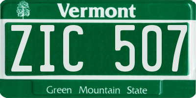 VT license plate ZIC507