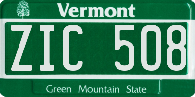VT license plate ZIC508