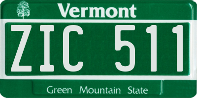 VT license plate ZIC511