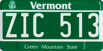 VT license plate ZIC513